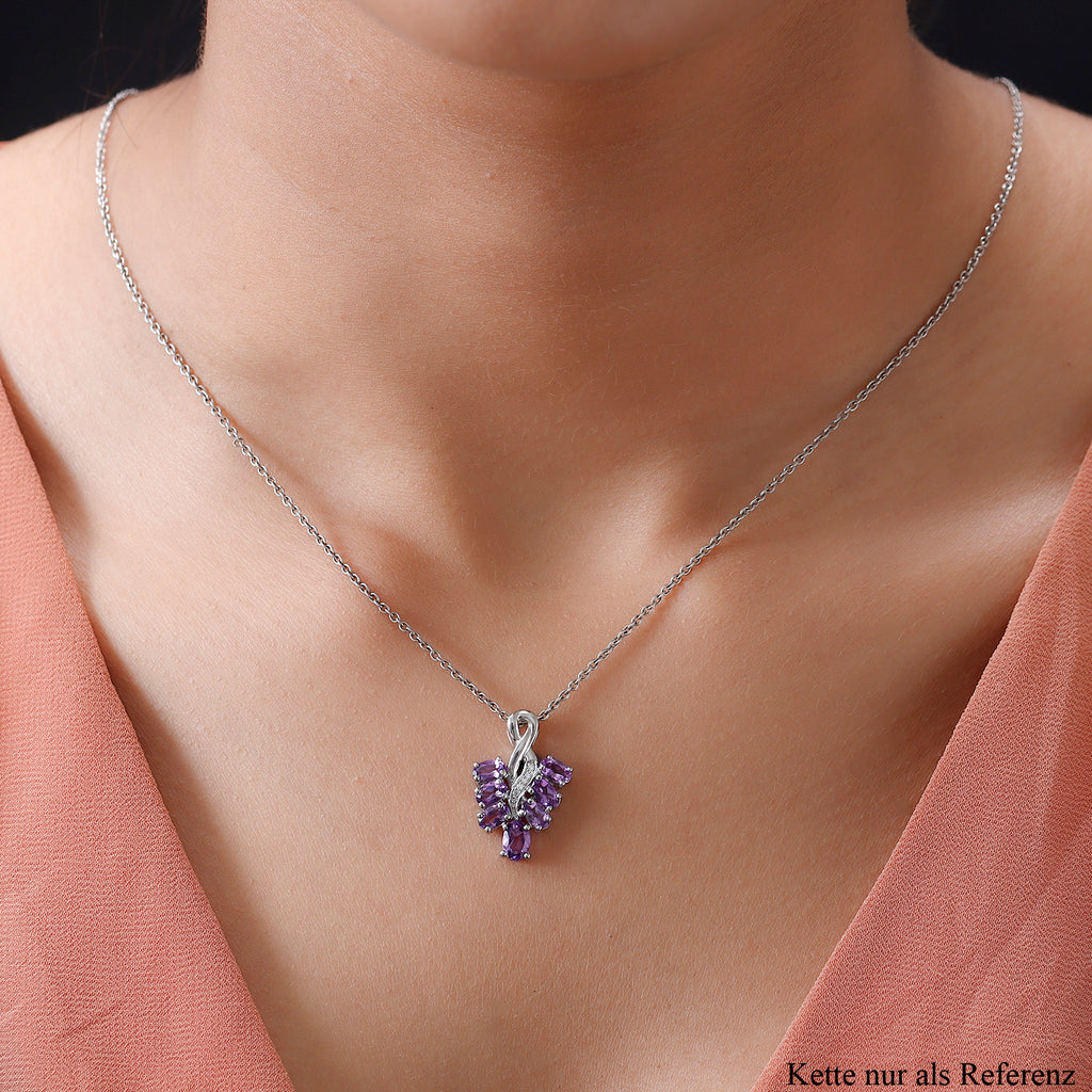 Natürlicher, marokkanischer Amethyst-Anhänger, 925 Silber platiniert ca. 1.68 ct