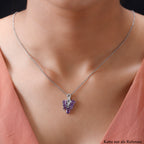 Natürlicher, marokkanischer Amethyst-Anhänger, 925 Silber platiniert ca. 1.68 ct
