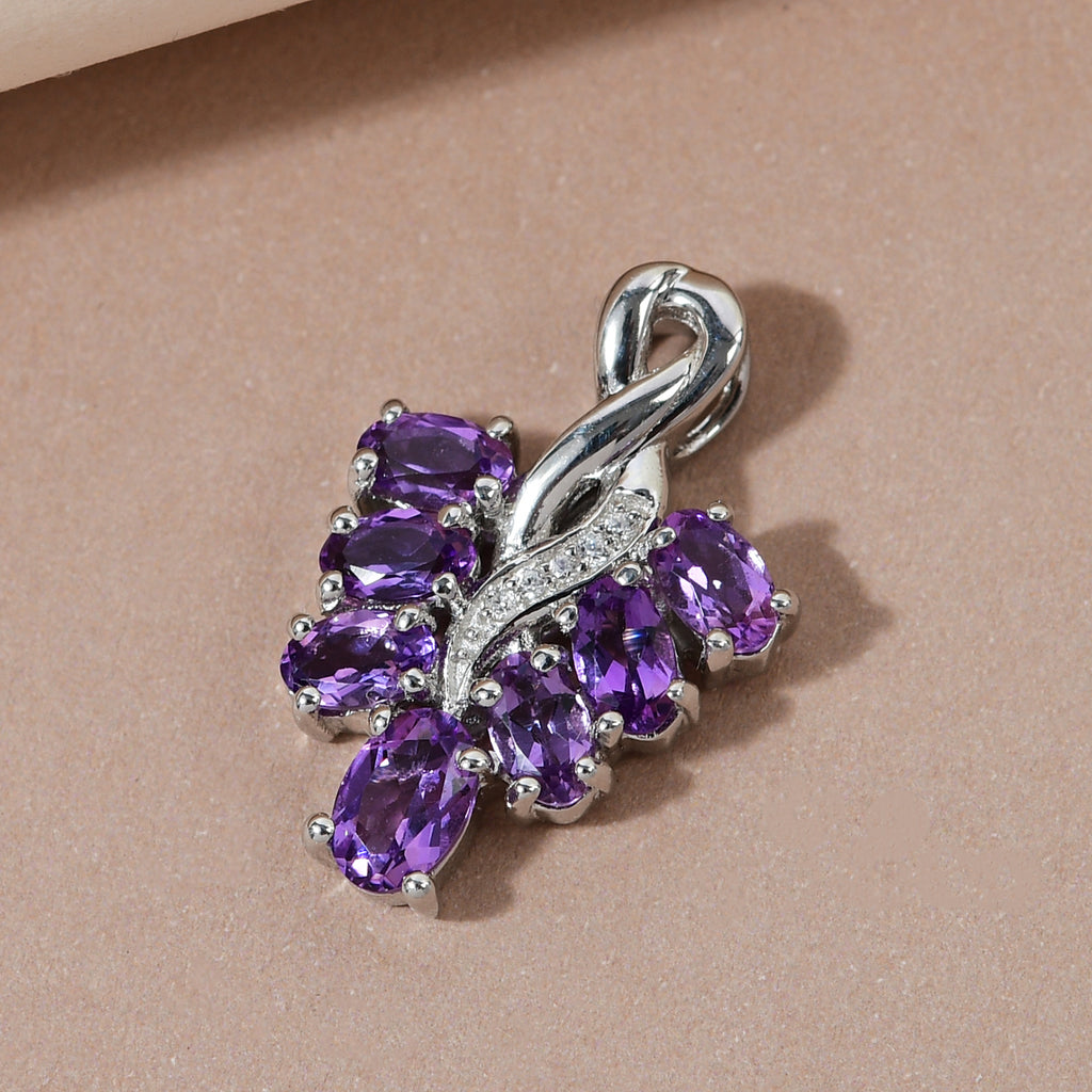Natürlicher, marokkanischer Amethyst-Anhänger, 925 Silber platiniert ca. 1.68 ct
