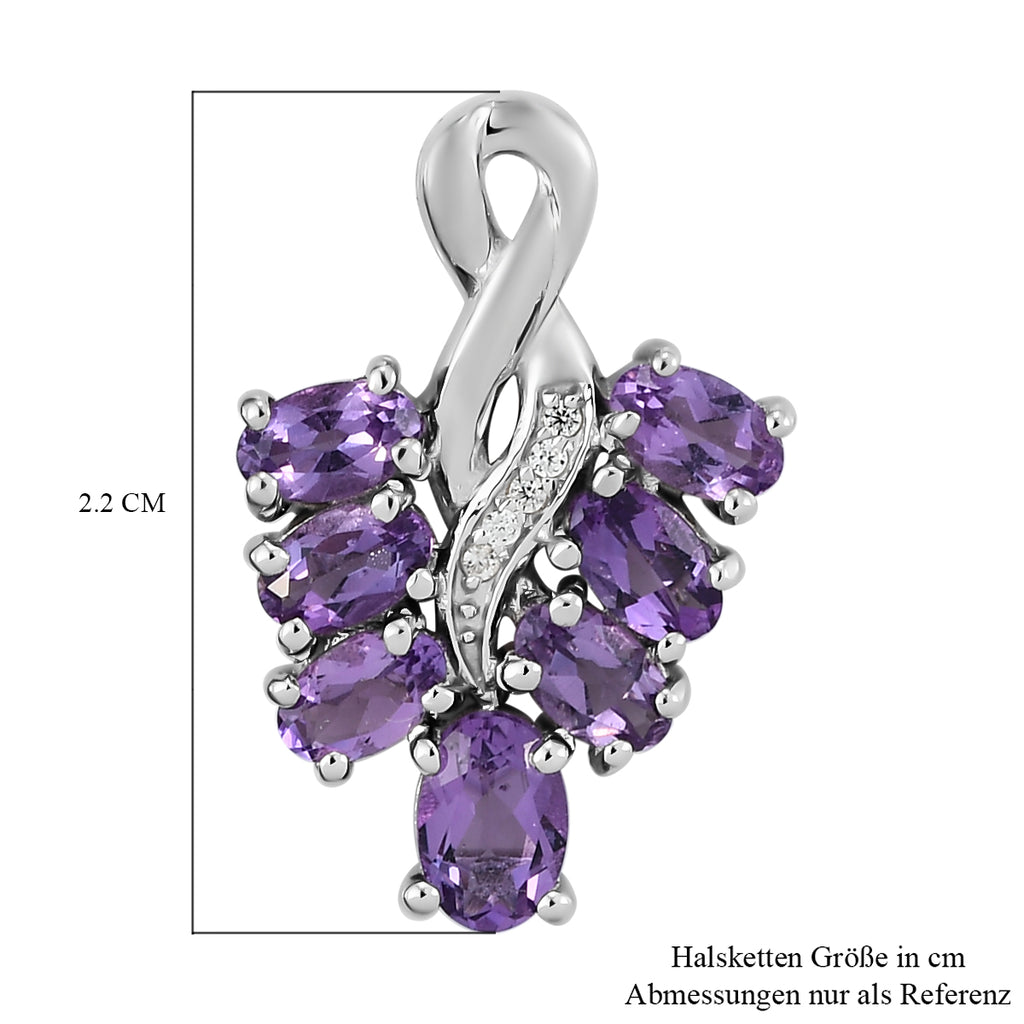 Natürlicher, marokkanischer Amethyst-Anhänger, 925 Silber platiniert ca. 1.68 ct