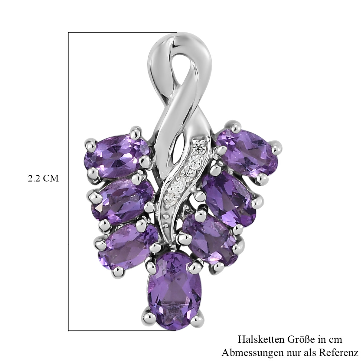 Natürlicher, marokkanischer Amethyst-Anhänger, 925 Silber platiniert ca. 1.68 ct