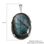 Labradorit-Anhänger, 925 Silber platiniert ca. 53,36 ct
