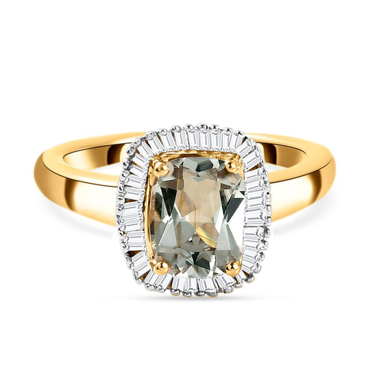 AAA Turkizit und Diamant-Ring, 925 Silber Gelbgold Vermeil (Größe 19.00) ca. 1.72 ct