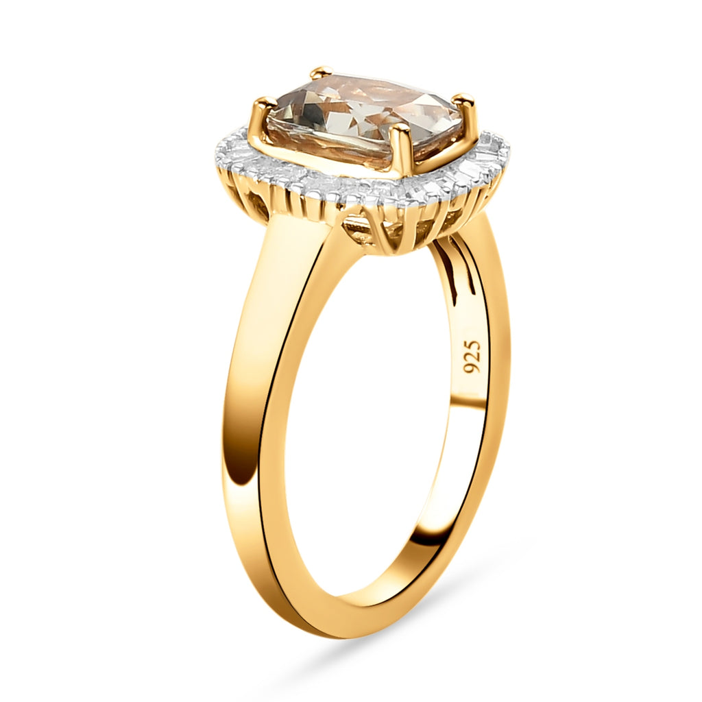 AAA Turkizit und Diamant-Ring, 925 Silber Gelbgold Vermeil (Größe 21.00) ca. 1.72 ct