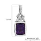 Afrikanischer Amethyst und weißer Zirkon-Anhänger, 925 Silber platiniert ca. 2.78 ct