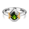 Natürlicher Chromdiopsid Ring 925 Silber Bicolor (Größe 16.00) ca. 1,17 ct
