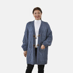 Lange Strickjacke mit Schlaufe, 87x44x60, Blau