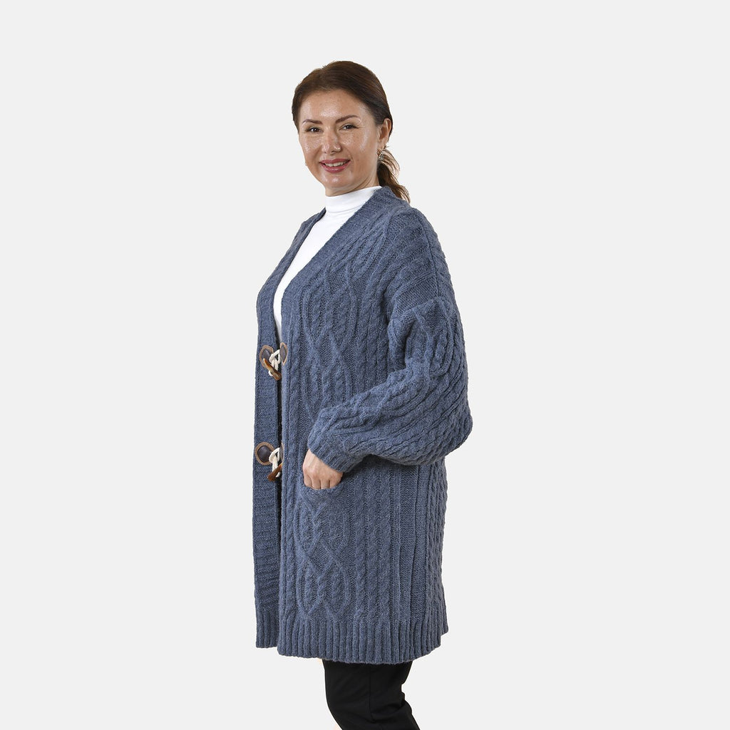 Lange Strickjacke mit Schlaufe, 87x44x60, Blau