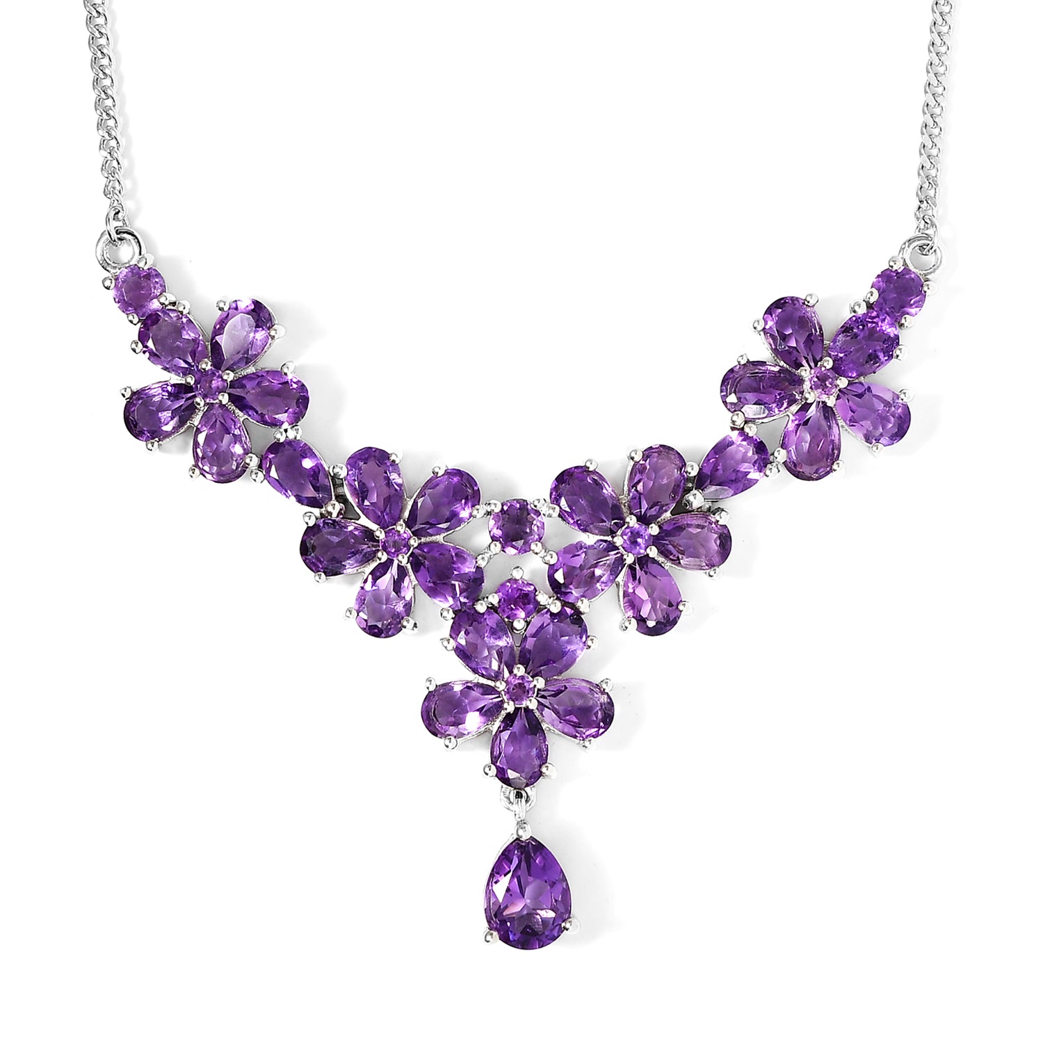 Afrikanische Amethyst-Halskette, ca. 45 cm, 925 Silber platiniert ca. 12.65 ct