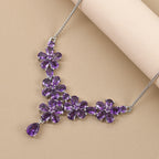 Afrikanische Amethyst-Halskette, ca. 45 cm, 925 Silber platiniert ca. 12.65 ct