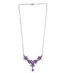 Afrikanische Amethyst-Halskette, ca. 45 cm, 925 Silber platiniert ca. 12.65 ct
