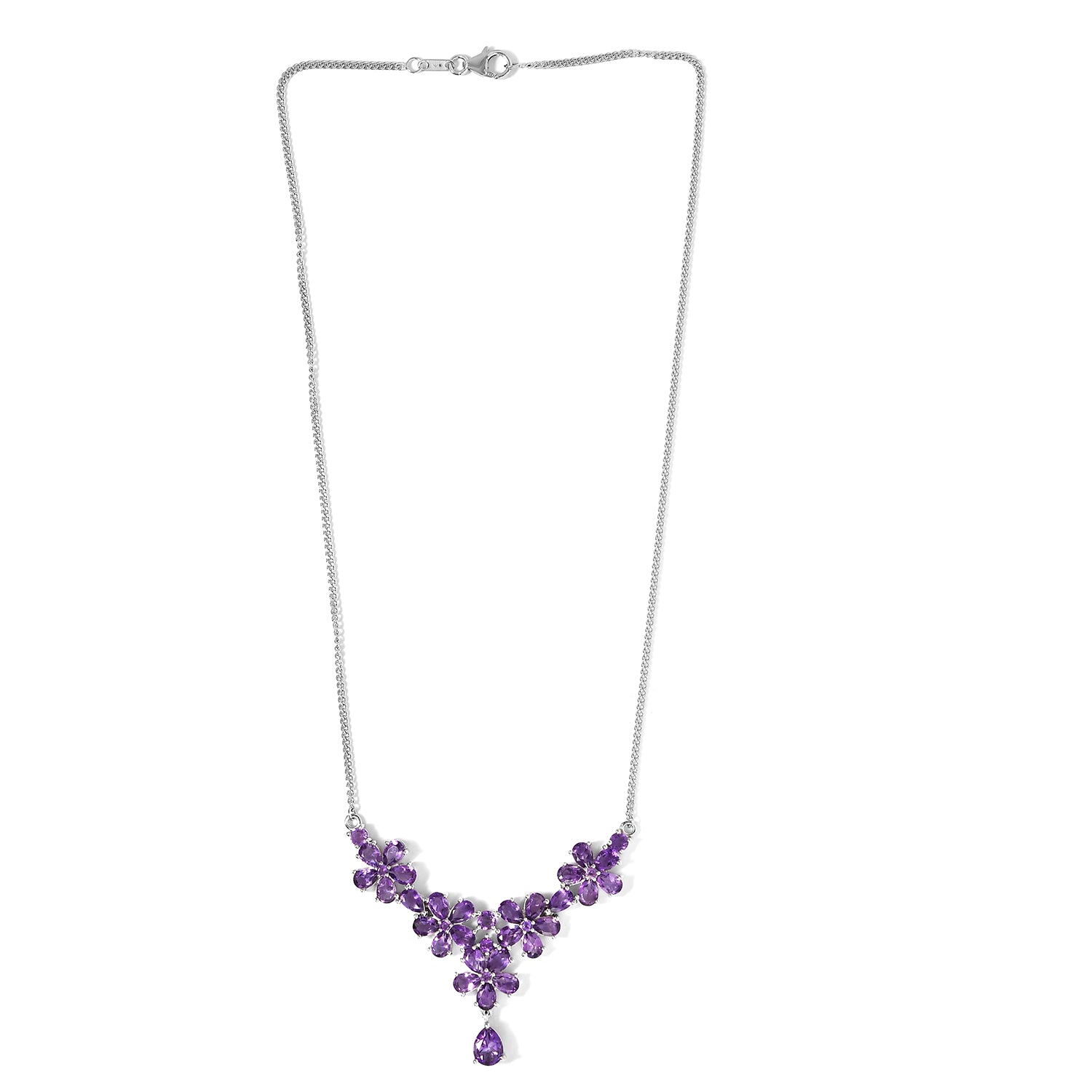 Afrikanische Amethyst-Halskette, ca. 45 cm, 925 Silber platiniert ca. 12.65 ct