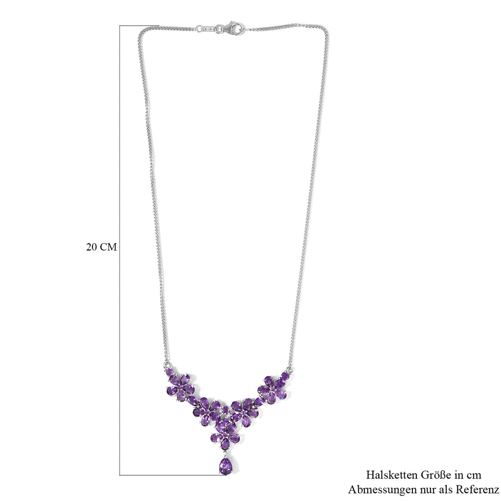 Afrikanische Amethyst-Halskette, ca. 45 cm, 925 Silber platiniert ca. 12.65 ct