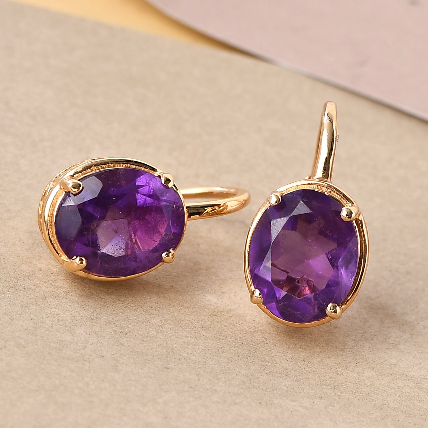 Afrikanische Amethyst-Ohrringe, 925 Silber vergoldet ca. 6,18 ct