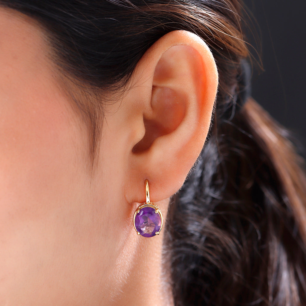 Afrikanische Amethyst-Ohrringe, 925 Silber vergoldet ca. 6,18 ct