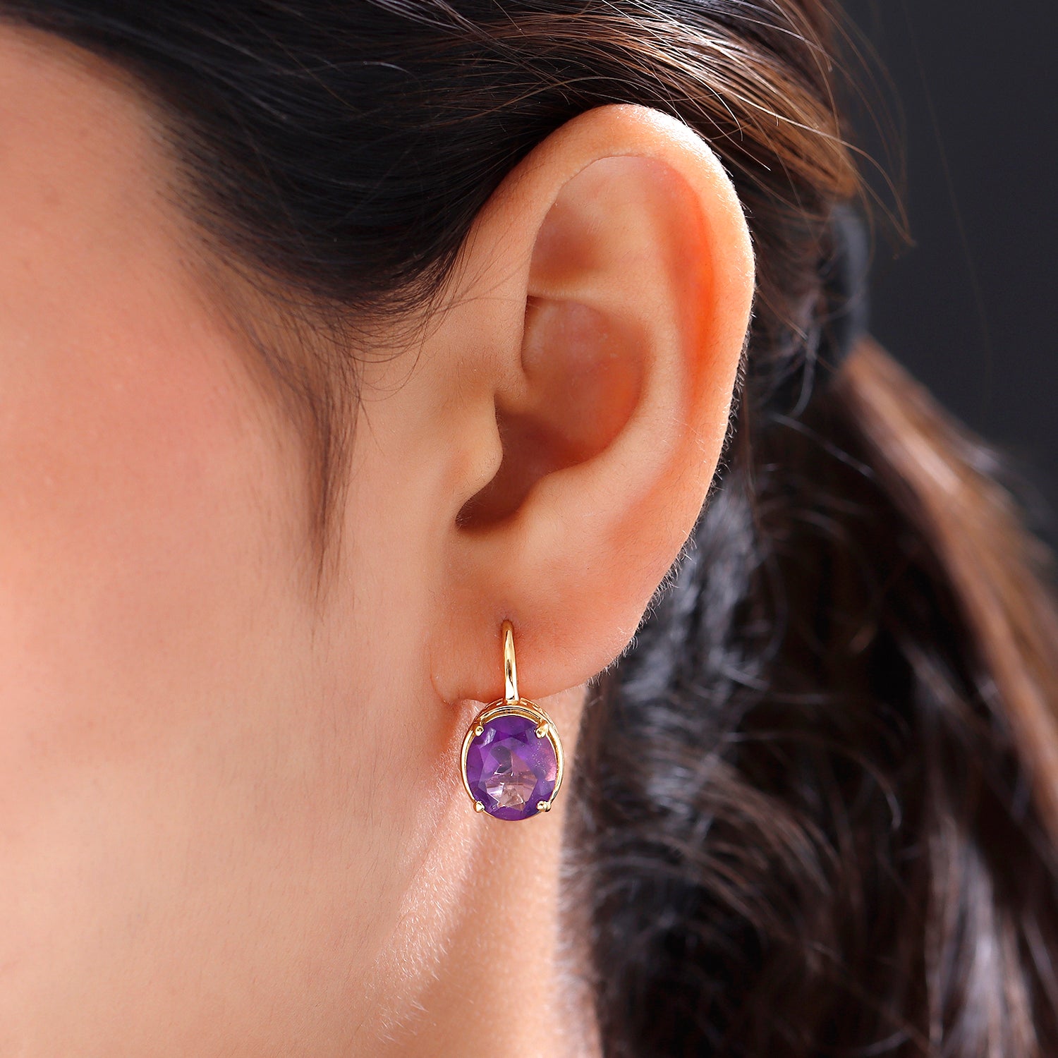 Afrikanische Amethyst-Ohrringe, 925 Silber vergoldet ca. 6,18 ct