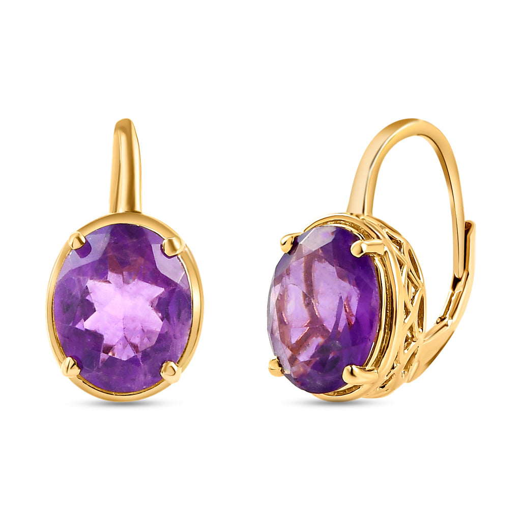 Afrikanische Amethyst-Ohrringe, 925 Silber vergoldet ca. 6,18 ct