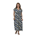 Midaxi-Kleid mit gesmokter Taille und Flatterärmeln, One Size, Blaugrün