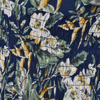 Midaxi-Kleid mit gesmokter Taille und Flatterärmeln, One Size, blau mit grünen Blumen