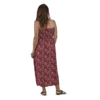 Maxikleid mit gesmokter Taille, One Size, rot mit weißen Blumen