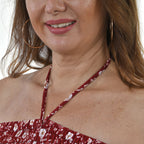 Maxikleid mit gesmokter Taille, One Size, rot mit weißen Blumen