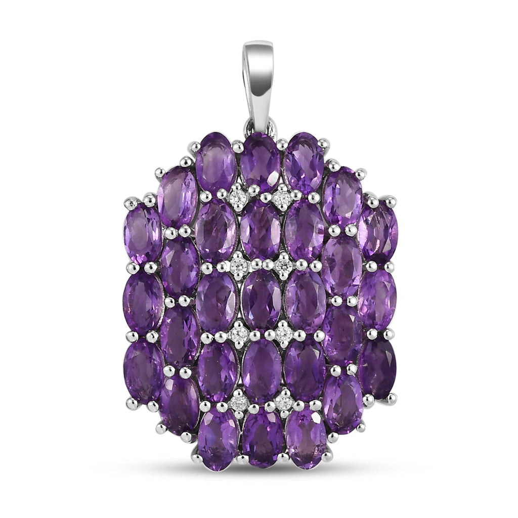 Afrikanischer Amethyst und weißer Zirkon-Anhänger, 925 Silber platiniert ca. 6,44 ct