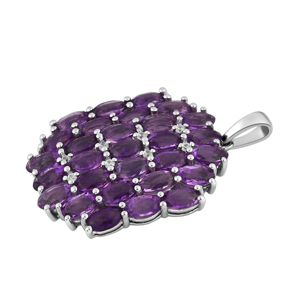 Afrikanischer Amethyst und weißer Zirkon-Anhänger, 925 Silber platiniert ca. 6,44 ct