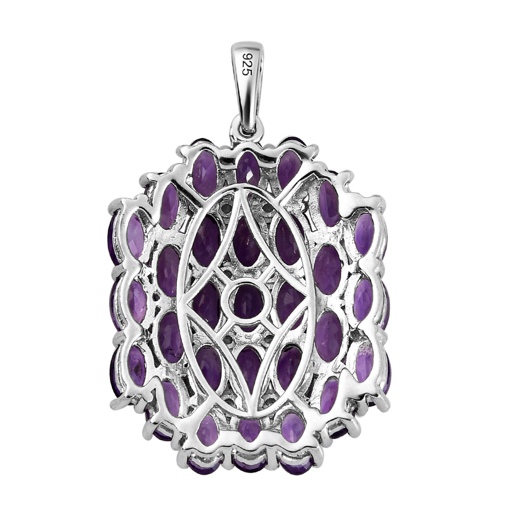 Afrikanischer Amethyst und weißer Zirkon-Anhänger, 925 Silber platiniert ca. 6,44 ct