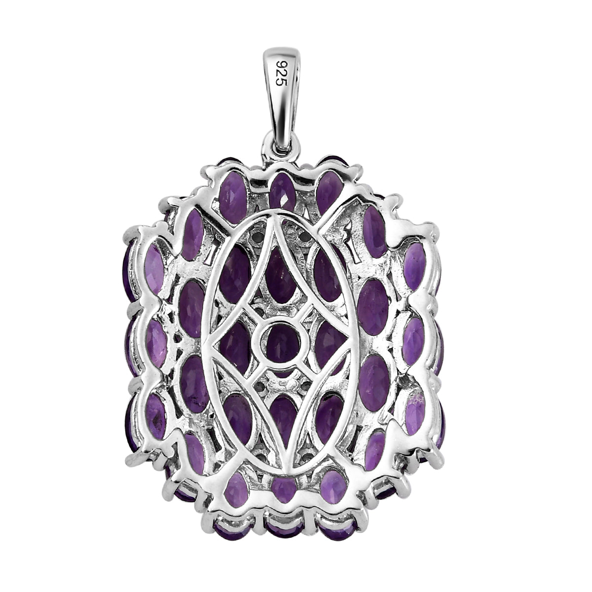 Afrikanischer Amethyst und weißer Zirkon-Anhänger, 925 Silber platiniert ca. 6,44 ct