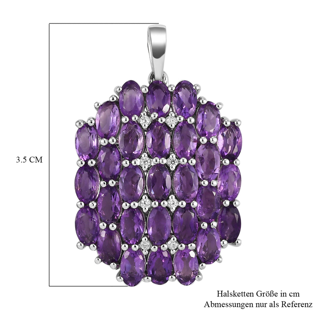 Afrikanischer Amethyst und weißer Zirkon-Anhänger, 925 Silber platiniert ca. 6,44 ct