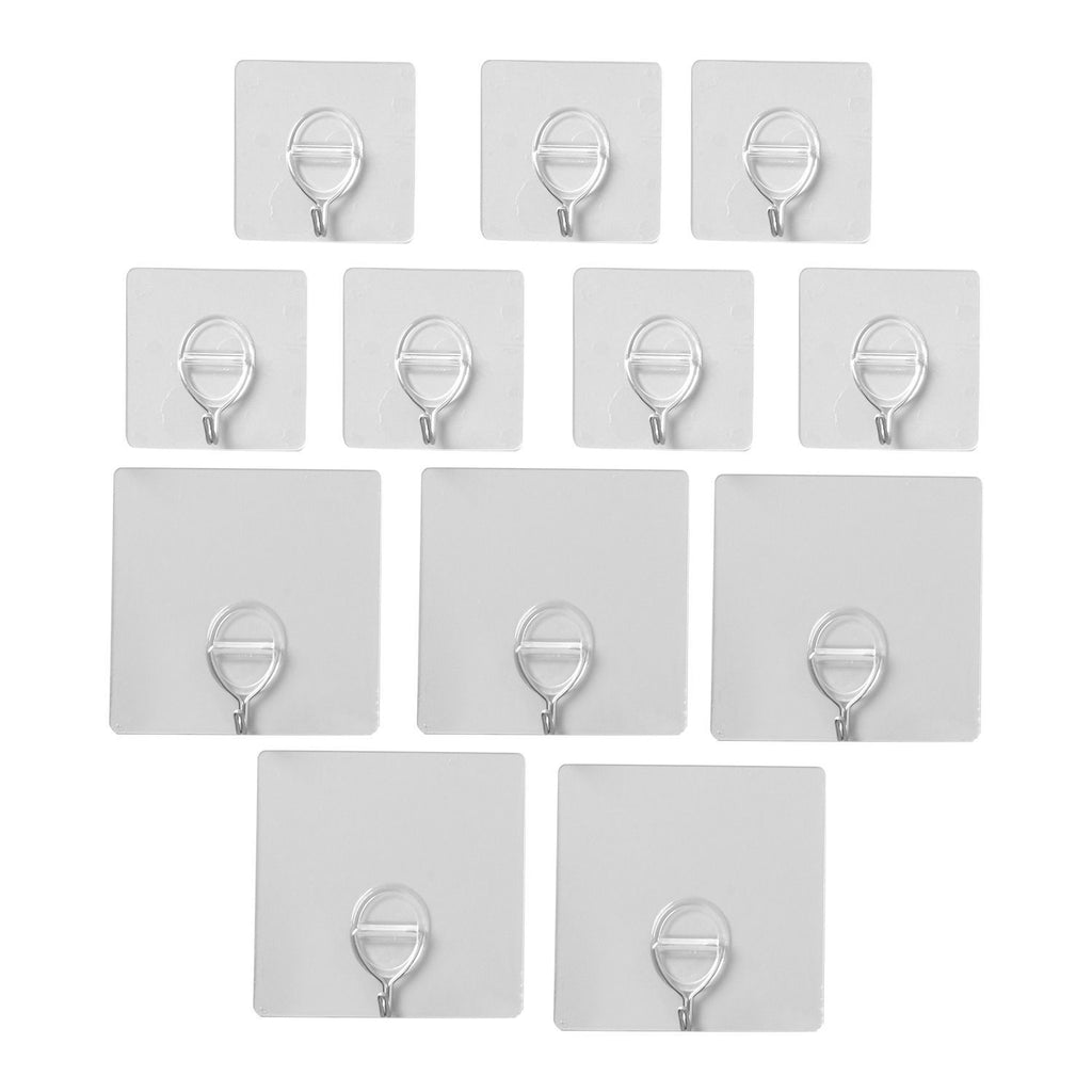 12er-Set abnehmbare, transparente und abwaschbare Haken, 3-8kg