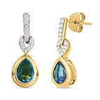 Pfau Triplette Quarz und weiße Zirkon-Ohrringe, 925 Silber vergoldet ca. 2.88 ct