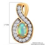 Natürlicher Äthiopischer Opal, Weißer Zirkon Ohrringe 925 Silber vergoldet ca. 1,38 ct