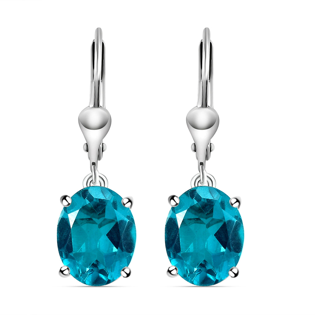 Capri-Blau Triplett Quarz-Ohrringe, 925 Silber platiniert ca. 5,25 ct