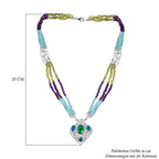 Pfau Quarz Triplette, mehrfarbige Edelstein Halskette, ca. 45 cm 925 Silber ca. 105.70 ct