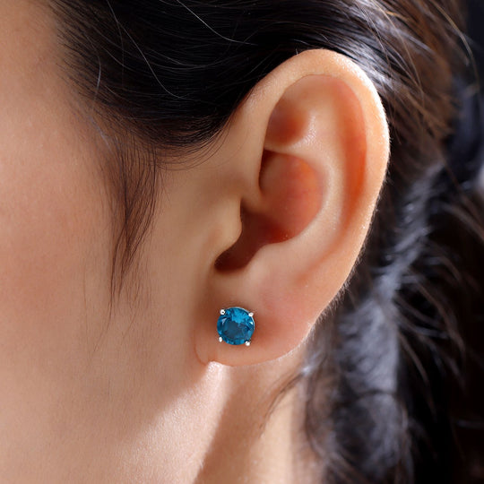 Capri-Blau Triplett Quarz-Ohrringe, 925 Silber platiniert ca. 2,77 ct