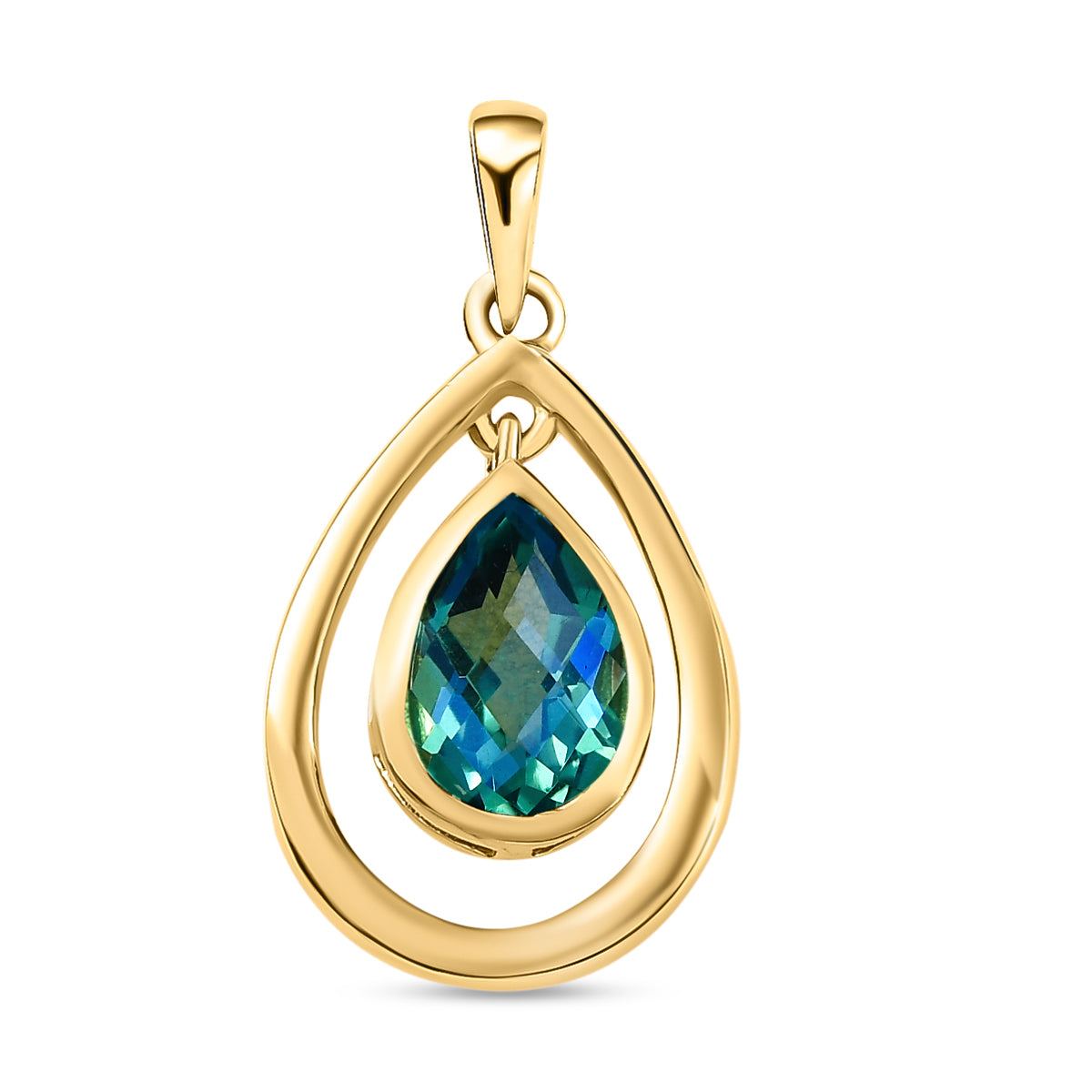 Pfau Triplett Quarz-Anhänger, 925 Silber vergoldet ca. 1,47 ct