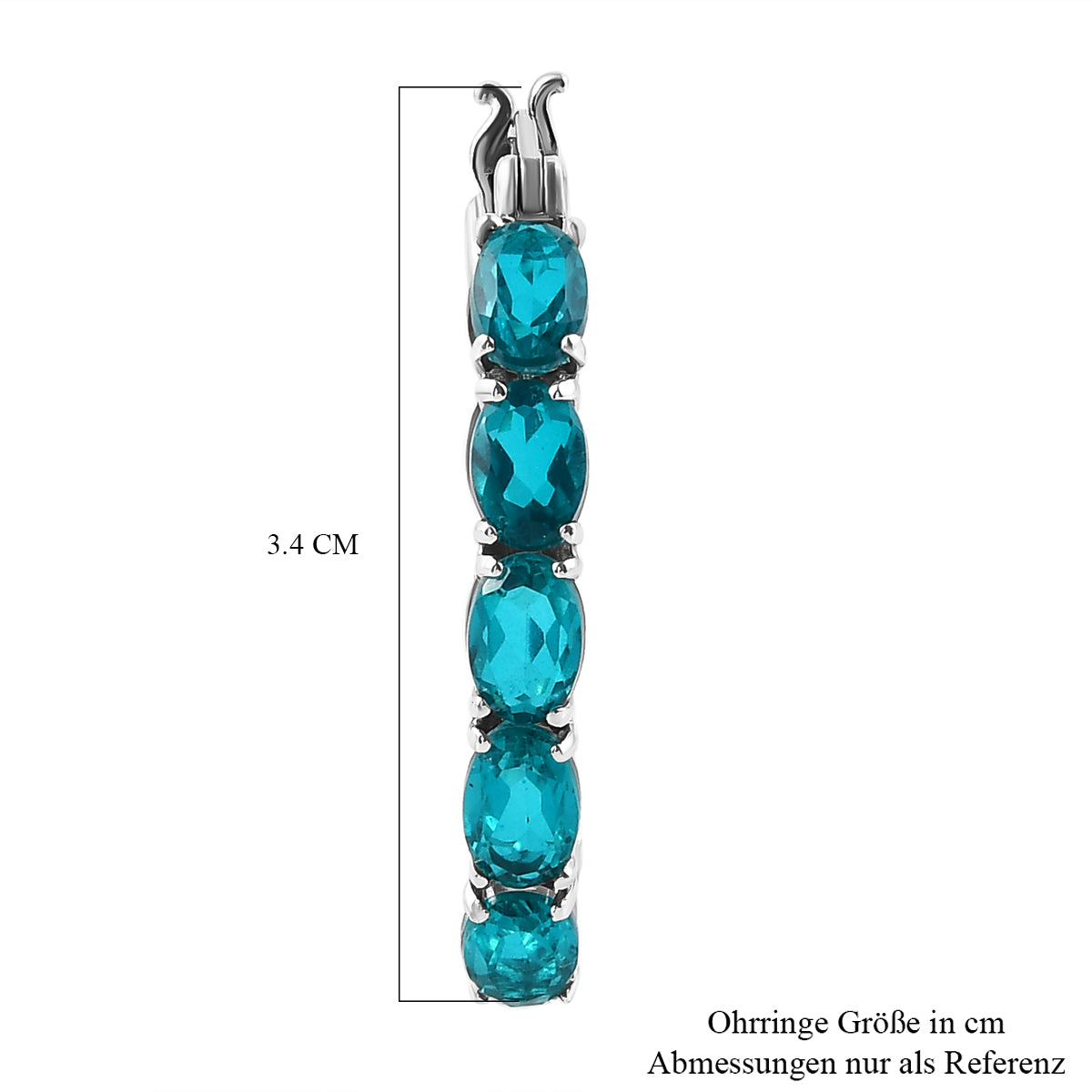 Capri-Blau Triplette Quarz-Creolen, 925 Silber platiniert ca. 9.13 ct