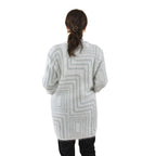 Kuschelig weicher und langer Cardigan mit Taschen, One Size, Geometrisches Muster, grün