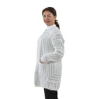 Kuschelig weicher und langer Cardigan mit Taschen, One Size, Geometrisches Muster, grün