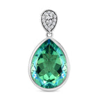 Pfau Triplette Quarz und weißer Zirkon-Anhänger, 925 Silber platiniert ca. 14.80 ct