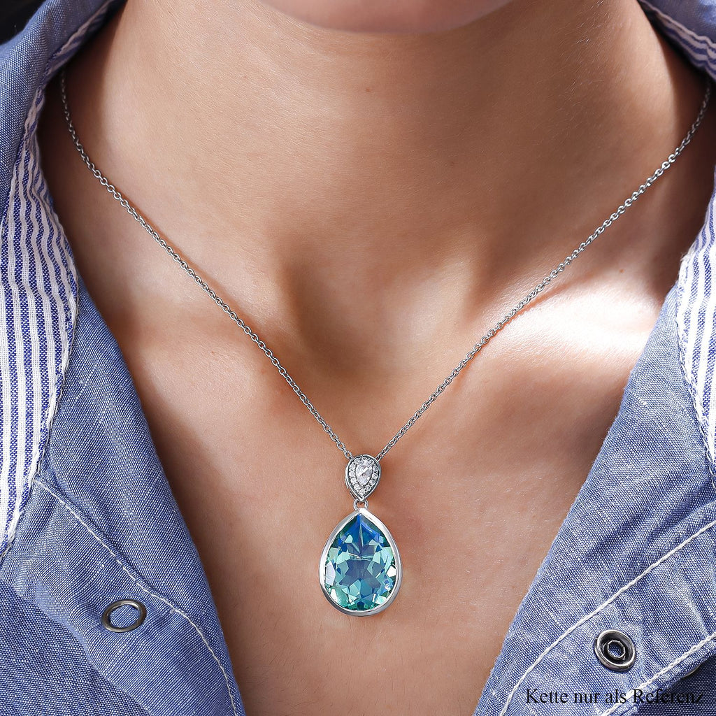 Pfau Triplette Quarz und weißer Zirkon-Anhänger, 925 Silber platiniert ca. 14.80 ct