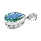 Pfau Triplette Quarz und weißer Zirkon-Anhänger, 925 Silber platiniert ca. 14.80 ct