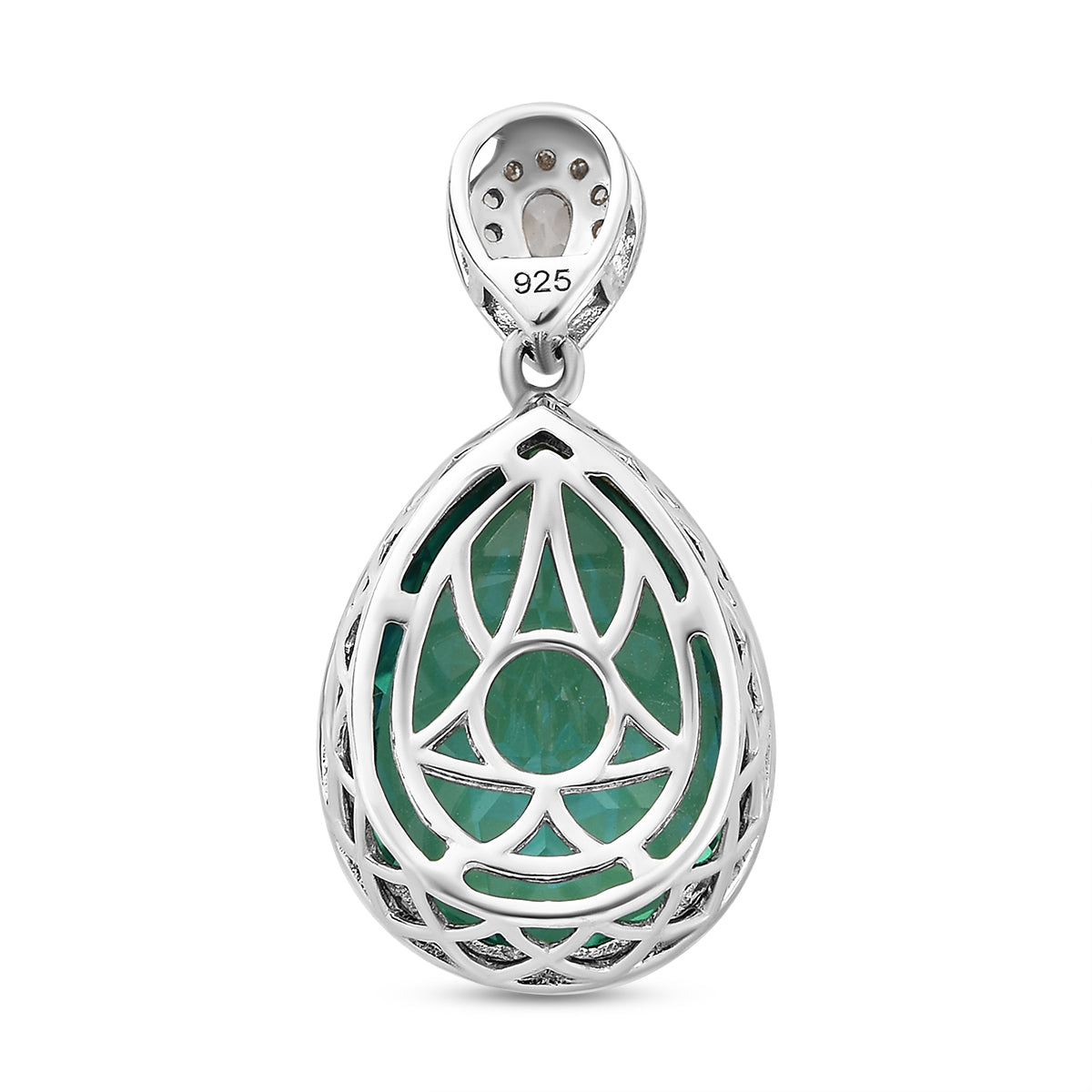 Pfau Triplette Quarz und weißer Zirkon-Anhänger, 925 Silber platiniert ca. 14.80 ct