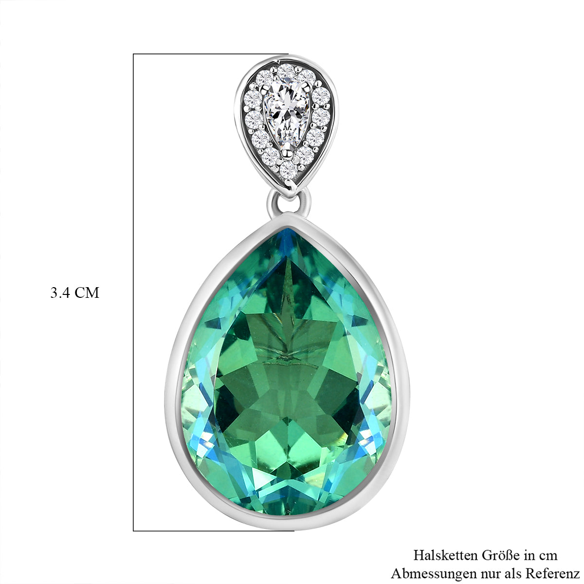 Pfau Triplette Quarz und weißer Zirkon-Anhänger, 925 Silber platiniert ca. 14.80 ct