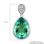 Pfau Triplette Quarz und weißer Zirkon-Anhänger, 925 Silber platiniert ca. 14.80 ct