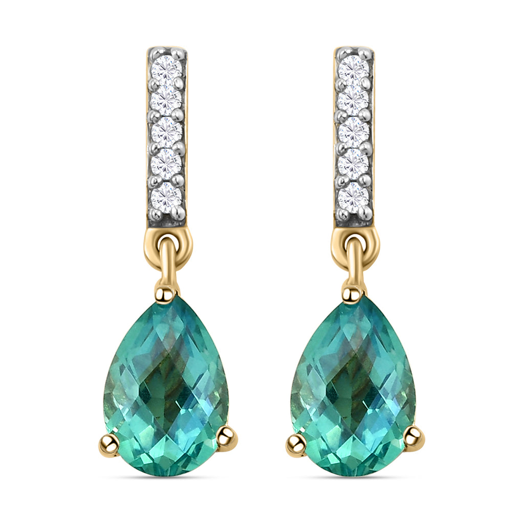 Pfau Triplett Quarz und weiße Zirkon-Ohrringe, 925 Silber vergoldet ca. 3,27 ct