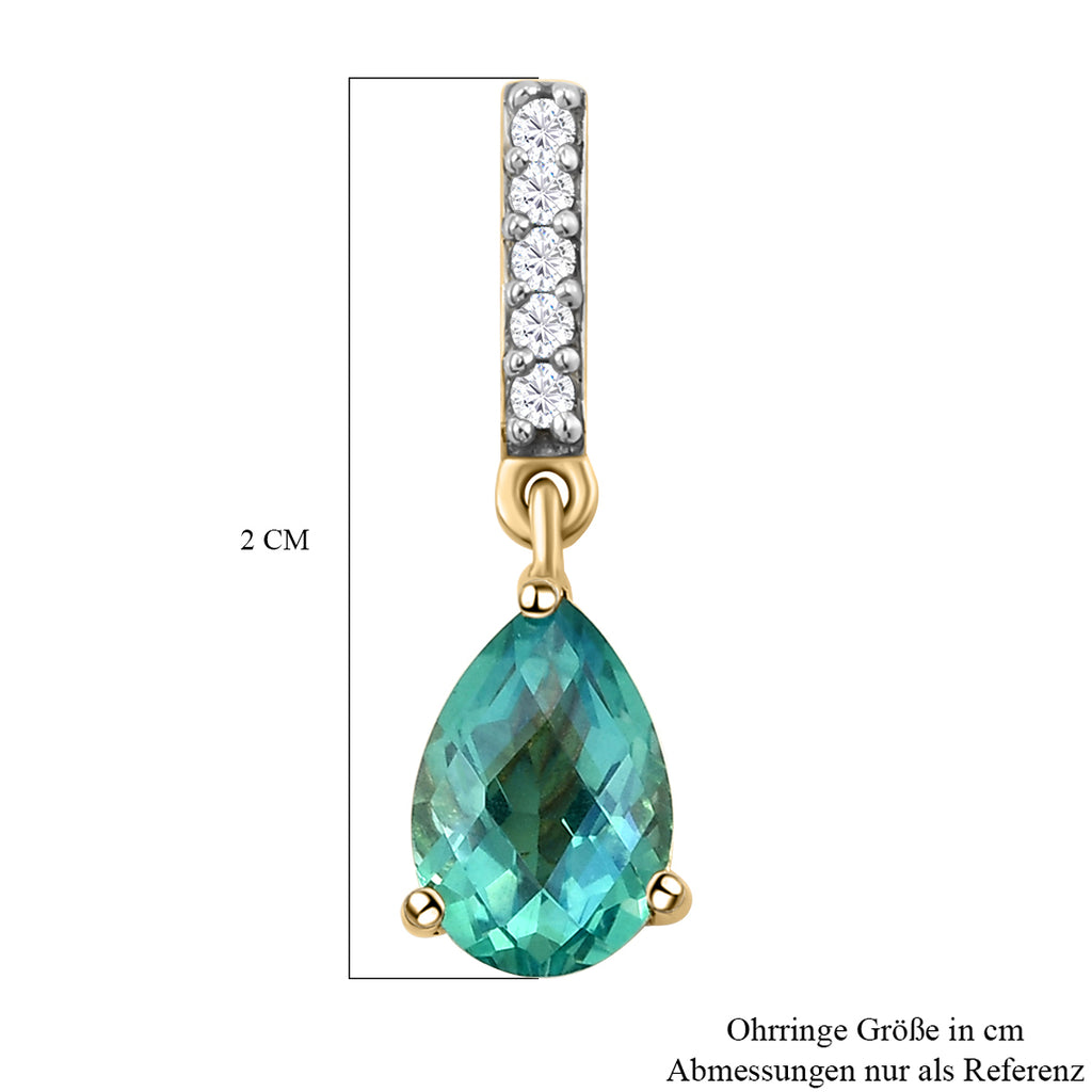 Pfau Triplett Quarz und weiße Zirkon-Ohrringe, 925 Silber vergoldet ca. 3,27 ct