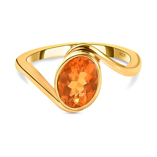 Salamanca Feueropal-Ring, 925 Silber Vergoldet ca. 0.83 ct