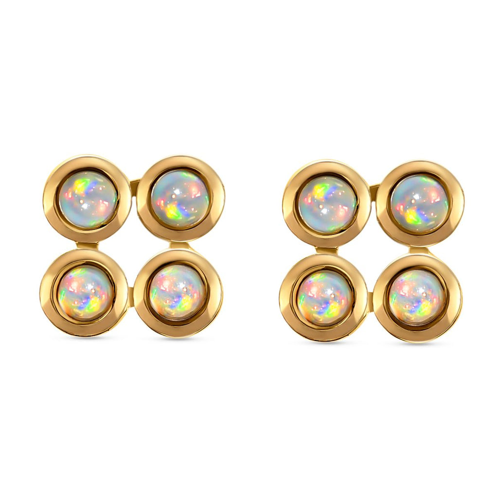 Natürliche, äthiopische Opal-Ohrringe, 925 Silber vergoldet ca. 0.65 ct